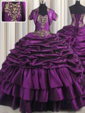 Cute Pick Ups Sweetheart Sleeveless Brush Train Lace Up Vestidos de Quinceanera Purple Taffeta
