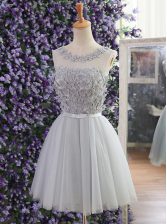 Comfortable Scoop Tulle Sleeveless Mini Length Prom Party Dress and Appliques