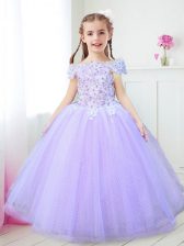 Adorable Off The Shoulder Cap Sleeves Tulle Toddler Flower Girl Dress Beading and Appliques Zipper