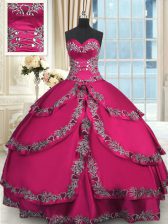 Wine Red Sweetheart Lace Up Beading and Embroidery and Ruffled Layers Sweet 16 Dresses Sleeveless