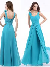 Best Selling Straps Chiffon Sleeveless Floor Length Prom Party Dress and Ruching