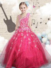  Red Sleeveless Tulle Lace Up Pageant Gowns For Girls for Party and Wedding Party
