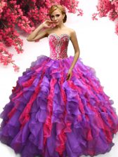 Cute Multi-color Lace Up Quinceanera Dress Ruffles Sleeveless Floor Length