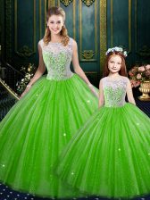  Lace Up High-neck Lace 15 Quinceanera Dress Tulle Sleeveless