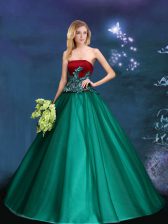 Stunning Dark Green Sleeveless Satin and Tulle Lace Up Vestidos de Quinceanera for Prom and Party