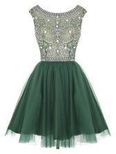 New Arrival Scoop Sleeveless Zipper Mini Length Beading and Appliques Prom Dresses