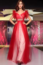 On Sale Red Zipper Prom Party Dress Beading Sleeveless Floor Length