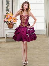 Edgy Fuchsia Lace Up Beading and Appliques and Pick Ups Sleeveless High Low