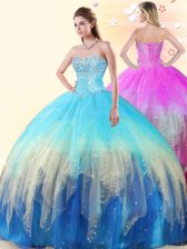 Low Price Multi-color Ball Gowns Tulle Sweetheart Sleeveless Beading Floor Length Lace Up 15 Quinceanera Dress