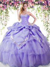 Fabulous Pick Ups Floor Length Lavender Quinceanera Gown Sweetheart Sleeveless Lace Up