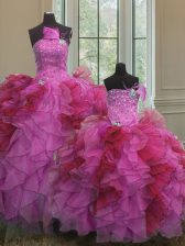 Glorious Sleeveless Beading and Ruffles Lace Up Quinceanera Dresses