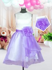Nice Scoop Lilac Zipper Little Girl Pageant Gowns Hand Made Flower Sleeveless Knee Length