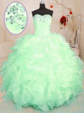 Enchanting Beading and Ruffles Quinceanera Dress Lace Up Sleeveless Floor Length