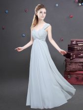 Decent Grey Vestidos de Damas Prom and Party and Wedding Party with Ruching One Shoulder Sleeveless Zipper