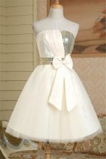  Sequins Mini Length A-line Sleeveless Champagne Prom Gown Lace Up
