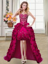 Top Selling Pick Ups Sweetheart Sleeveless Lace Up Homecoming Dress Fuchsia Taffeta