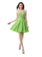 Hot Selling Organza Zipper Sweetheart Sleeveless Knee Length Prom Party Dress Beading