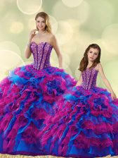  Floor Length Ball Gowns Sleeveless Multi-color Sweet 16 Dresses Lace Up