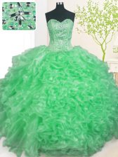 Edgy Pick Ups Floor Length Apple Green Quinceanera Dresses Sweetheart Sleeveless Lace Up