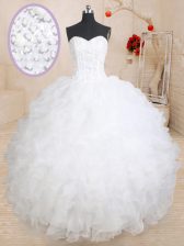 Free and Easy Floor Length Ball Gowns Sleeveless White Vestidos de Quinceanera Lace Up