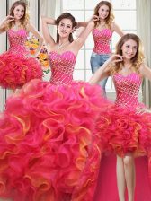  Four Piece Multi-color Sleeveless Beading and Ruffles Floor Length Quinceanera Dresses