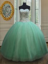  Apple Green Sweetheart Neckline Beading Quinceanera Gown Sleeveless Lace Up