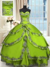 Clearance Taffeta Sweetheart Sleeveless Lace Up Beading and Embroidery and Ruffled Layers Sweet 16 Dresses in 