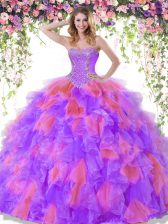 Fabulous Floor Length Ball Gowns Sleeveless Multi-color Quince Ball Gowns Lace Up