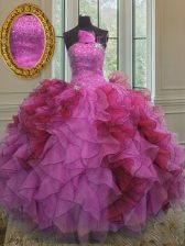 Wonderful Multi-color Lace Up 15 Quinceanera Dress Ruffles and Sequins Sleeveless Floor Length