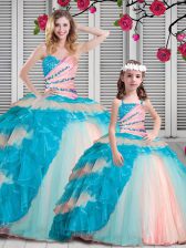 Pretty Floor Length Multi-color Quinceanera Gowns Sweetheart Sleeveless Lace Up