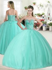 Vintage Sweetheart Sleeveless Lace Up Ball Gown Prom Dress Apple Green Tulle