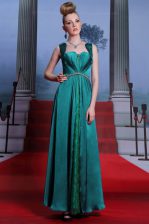 Discount Peacock Green Sleeveless Ankle Length Beading and Lace Zipper Homecoming Dress