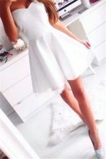  White Sweetheart Neckline Ruching Prom Party Dress Sleeveless Zipper