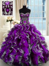  Multi-color Sleeveless Organza Lace Up Sweet 16 Quinceanera Dress for Military Ball and Sweet 16 and Quinceanera