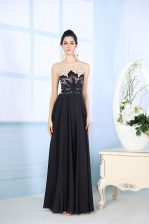 Dramatic Black Prom Party Dress Prom and Party with Beading Scoop Sleeveless Zipper
