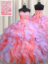  Floor Length Multi-color Quinceanera Dress Sweetheart Sleeveless Lace Up