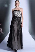 Stunning Appliques Prom Dresses Black Side Zipper Sleeveless Floor Length
