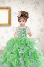  Multi-color Ball Gowns Beading and Ruffles and Sequins Little Girl Pageant Gowns Lace Up Organza Sleeveless Floor Length