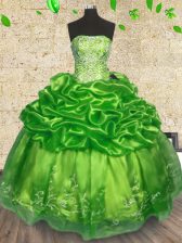 Best Sleeveless Lace Up Floor Length Beading and Embroidery Quinceanera Gowns