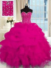  Sleeveless Beading and Ruffles Lace Up Ball Gown Prom Dress