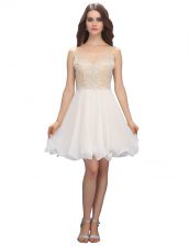 Fantastic White Sleeveless Beading Mini Length Prom Party Dress