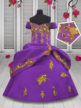 Custom Made Sleeveless Lace Up Floor Length Beading and Appliques Little Girls Pageant Dress Wholesale