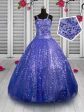 Charming Sleeveless Beading and Sequins Lace Up Little Girls Pageant Dress