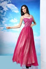  Scoop Floor Length Column/Sheath Sleeveless Fuchsia Prom Gown Side Zipper
