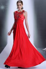 Admirable Red Sleeveless Chiffon Zipper Evening Dress for Prom and Party