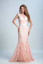 Flare Bateau Sleeveless Tulle and Lace Prom Gown Lace Zipper