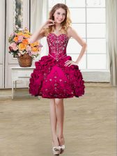  Mini Length Lace Up Homecoming Dress Fuchsia for Prom and Party with Beading and Embroidery and Pick Ups