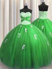 Custom Designed Sweetheart Sleeveless Lace Up Sweet 16 Dresses Tulle