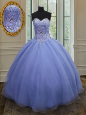 Most Popular Floor Length Lace Up Quince Ball Gowns Lavender for Military Ball and Sweet 16 and Quinceanera with Beading