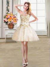 Classical Champagne Sweetheart Lace Up Beading Prom Gown Sleeveless